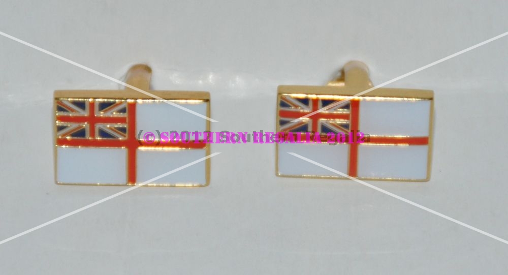 Royal Navy White Ensign Gold Plated Enamel Cufflinks